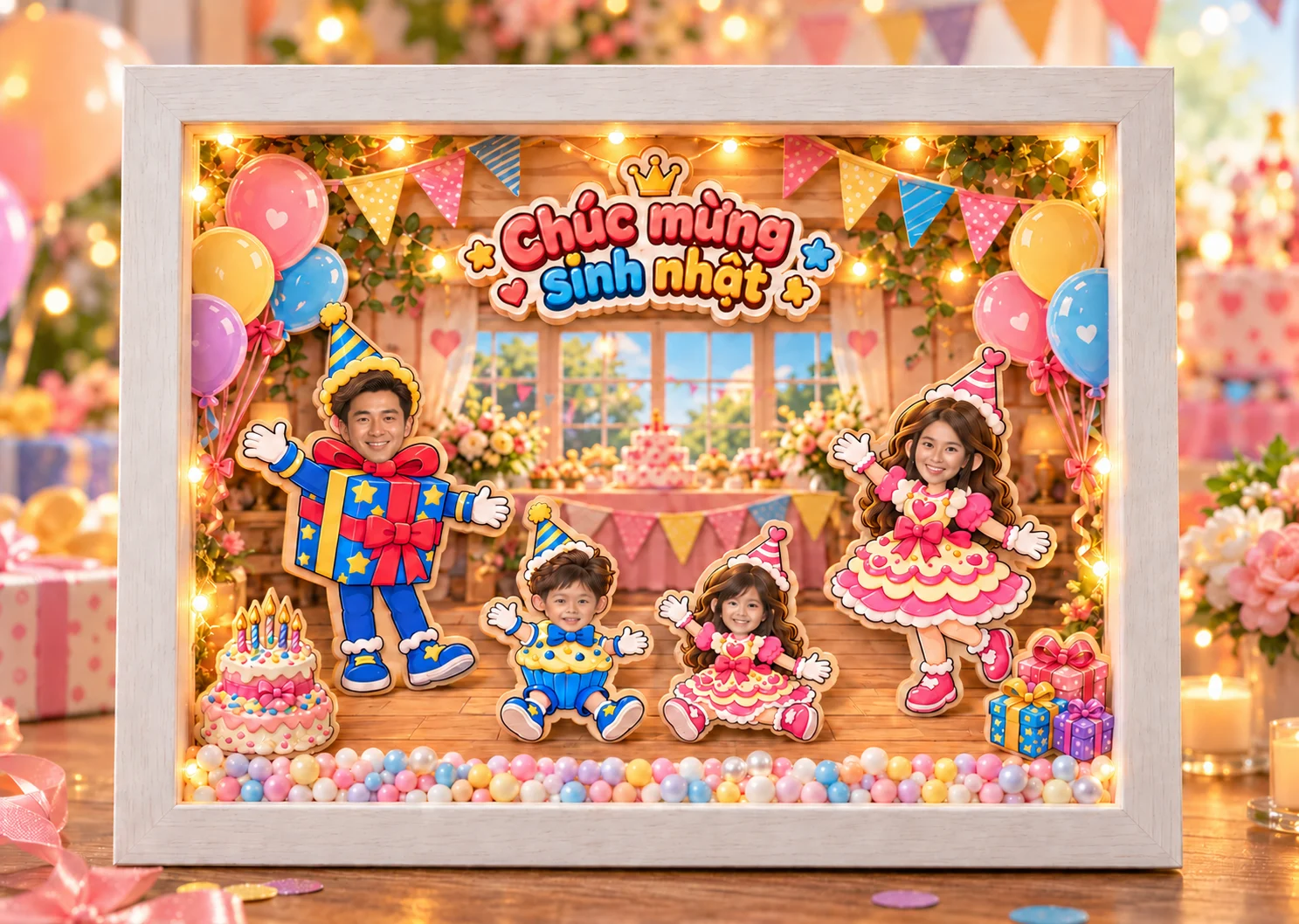 Khung ảnh Gia đình Sinh nhật Happy Birthday