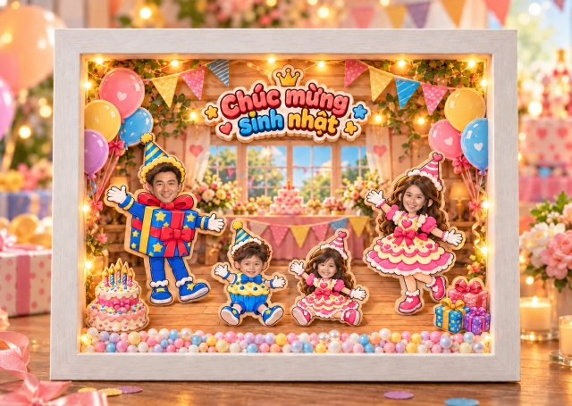 Khung ảnh Gia đình Sinh nhật Happy Birthday 1