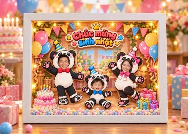 Khung ảnh Gia đình Sinh nhật Happy Birthday 4